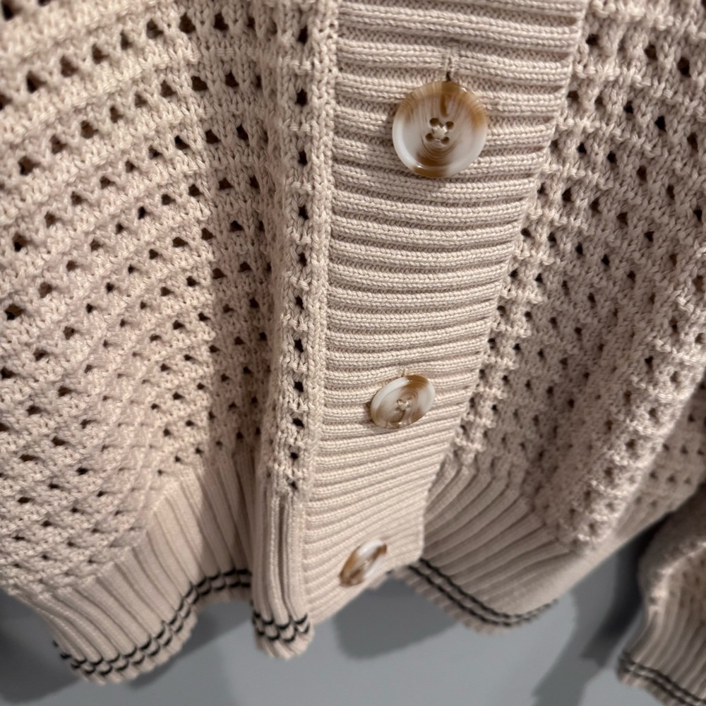 NWT Varley Kris Relaxed Fit Button Front Cardigan in Creme, Size M - Picture 8 of 14
